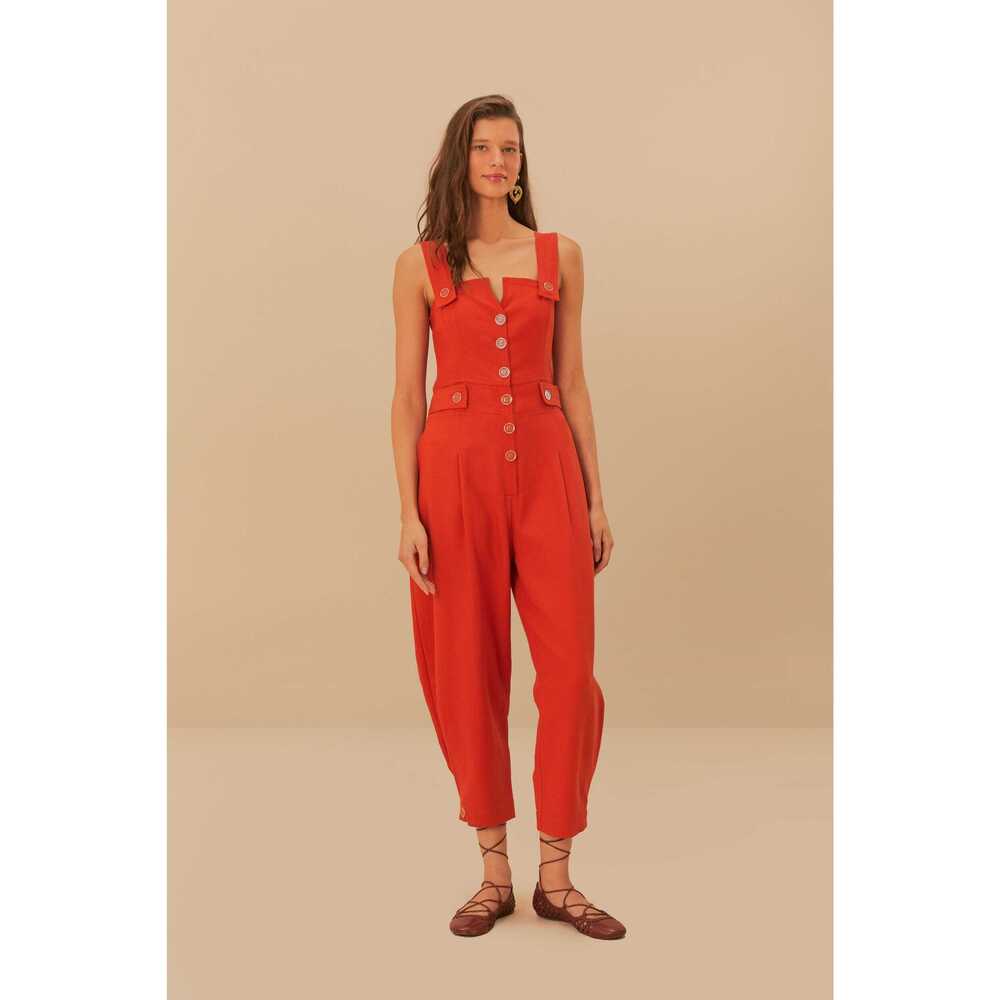 NWT Farm Rio Orange Asymmetric Sleeveless Dungaree